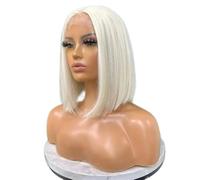 Perruques Bob blondes platine for femmes blanches, perruque synthétique Lace Front 12''HD for fête et usage quotidien Effet naturel et Volumineux