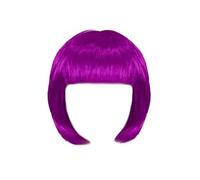 Perruques Bob Colorées Avec Frange Pour Femmes - Perruque Courte En Cheveux Synthétiques Fluo, Accessoire Cosplay Amusant Pour Halloween Ou Soirée Déguisée Années 80/90