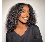 Perruques Bob de 12 pouces for femmes, cheveux humains, 4x4 HD sans colle, perruques for femmes noires, cheveux humains 4x4 HD, perruque bouclée Bob, pré-coupée, Lace Wear Go, perruque sans colle, den