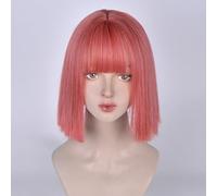 Perruques Bob Droites Courtes Pour Femmes Filles Coupe Émoussée Perruque Naturelle Jk Douce Pour Les Soirées Cosplay Quotidiennes Et Lolita Harajuku (Rouge pastèque)