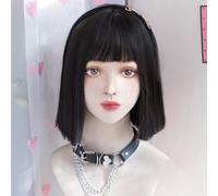 Perruques Bob Droites Courtes Pour Femmes Filles Coupe Émoussée Perruque Naturelle Jk Douce Pour Les Soirées Cosplay Quotidiennes Et Lolita Harajuku (Black)