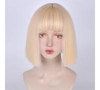 Perruques Bob Droites Courtes Pour Femmes Filles Coupe Émoussée Perruque Naturelle Jk Douce Pour Les Soirées Cosplay Quotidiennes Et Lolita Harajuku (Blonde platine)