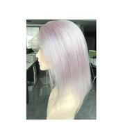 Perruques Bob gris lilas cheveux humains lisses 13x4 HD Lace Front Wear and Go perruques sans colle for femmes(8inch)