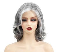 Perruques Bob grises de 12 pouces for femmes, perruques synthétiques courtes grises bou s sel et poivre