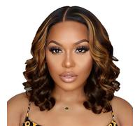 Perruques Bob sans colle en avec fermeture en HD, pré-épilées, ondulées, avec frontale, courts pour femmes noires