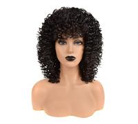 Perruques Bouclées Courtes Perruques Bouclées Pour Femmes Noires Perruque Afro Bouclée De Qualité Supérieure Perruque Bouclée Noire Naturelle Synthétique Avec Frange Pour Femmes Noir Naturel