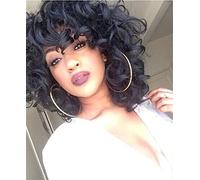 Perruques bouclées pour femme noire - Courtes et crépus - Perruque synthétique douce avec frange - Résistante à la chaleur - Naturelle et mignonne