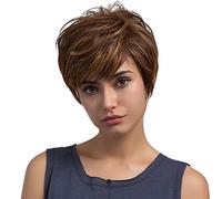 Perruques Bresiliennes Femme Cheveux Naturels Courtes Cheveux Raides Sexy Mode Pas Cher Marron Postiches Wig Hair (Marron)