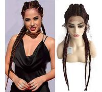 Perruques brunes blondes tressées à 4 torsions avec cheveux de bébé longs synthétiques tressés sur le devant pour femme, perruque naturelle réaliste Drag Queen en dentelle sans reflets pour cosplay