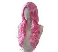 Perruques Cheveux bouclés mi-longs avec grosses vagues, perruque et bandeau for femme Perruque dames(Pink)