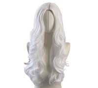 Perruques Cheveux bouclés mi-longs avec grosses vagues, perruque et bandeau for femme Perruque dames(Blanc)