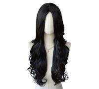 Perruques Cheveux bouclés mi-longs avec grosses vagues, perruque et bandeau for femme Perruque dames(Noir)