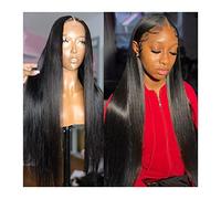 Perruques Cheveux brésiliens longs raides avant de lacet perruque pré-plumée HD droite dentelle perruque de cheveux humains avec des cheveux de bébé 150% densité transparente dentelle Remy cheveux fo