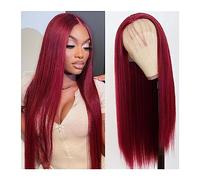 Perruques Cheveux Humains 13x3 Bourgogne Rouge Synthétique Avant de Lacet Perruque Cheveux Raides Dentelle Perruques Sans Colle Résistant À La Chaleur Synthétique Avant de Lacet Perruques for Les Femm