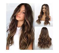 Perruques Cheveux Humains 24 pouces Perruque synthétique brun for femmes longues onduleuses brunes de dentelle avant perruque Perruque de la perruque Perruque résistante à la chaleur synthétique Cheve