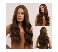 Perruques Cheveux Humains 24 pouces Perruque synthétique brun for femmes longues onduleuses brunes de dentelle avant perruque Perruque de la perruque Perruque résistante à la chaleur synthétique Cheve