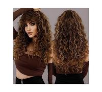 Perruques Cheveux Humains Afro crépus bouclés perruque avec frange synthétique blonde bouclés perruque for les femmes noires cheveux naturels cosplay parti résistant à la chaleur Perruques pour femmes
