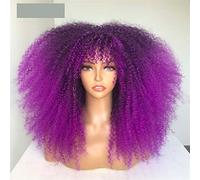 Perruques Cheveux Humains Cheveux courts Afro Kinky Curly perruque avec franges Synthetic cosplay moelleux perruques naturelles moelleuses for femmes Perruque Décorative Cosplay(03)