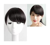 Perruques Cheveux Humains Faux Bangs Girls Real Hair Wig Piece Épaissie Bangs Qi Bangs Soft Hair Wig Piece Perruque Décorative Cosplay(Black,C)