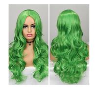 Perruques Cheveux Humains Hoils verts ondulés résistants à la chaleur for les femmes en partie médiane naturel femelle sans glue quotidiennement Cheveux Humains Tressage De Cheveux