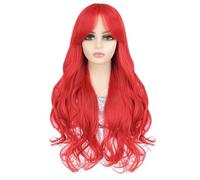 Perruques Cheveux Humains Perruque de cosplay, cheveux longs naturels à la mode, perruque synthétique simulée, cheveux longs bouclés rouges ondulés Perruque Décorative Cosplay(A)