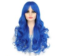 Perruques Cheveux Humains Perruque de cosplay, cheveux longs naturels à la mode, perruque synthétique simulée, cheveux longs bouclés rouges ondulés Perruque Décorative Cosplay(B)