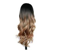 Perruques Cheveux Humains Perruque de remplacement de cheveux perruque noire gradient or grosse vague naturelle médiane longue perruque bouclée femelle complexe parfaite for les fêtes de tous les jour