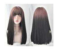 Perruques Cheveux Humains Perruque longue rose ombrée for femmes, perruque synthétique rose à frange complète de 20 pouces, adaptée à une utilisation quotidienne en soirée Perruque Décorative Cosplay