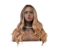 Perruques Cheveux Humains Perruques de remplacement de cheveux perruque tempérament cheveux longs bouclés rose teinture de tête en maille respirante parfaite for les fêtes de tous les jours Perruque D