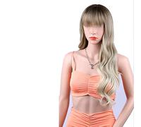Perruques Cheveux Humains Perruques de remplacement de cheveux Rouleau de vis doré dégradé brun foncé Rouleau de taille-longueur Parfait for les fêtes de tous les jours Perruque Décorative Cosplay