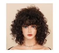 Perruques Cheveux Humains Perruques frisées courtes lâches for les femmes noires perruque afro perruques synthétiques résistantes à la chaleur demi-perruques naturelles moelleuses cheveux doux fête ut