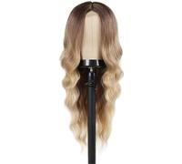 Perruques Cheveux longs bouclés avec perruque en dentelle, bandeau teint for femme Perruque dames(Gold)
