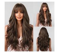 Perruques Cheveux naturels Cosplay perruques for femmes Afro résistant à la chaleur usage quotidien faux cheveux bruns perruques synthétiques longue vague bouclée perruque brun foncé Perruque dames(LC