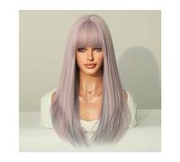 Perruques Cheveux Synthétiques Naturels, Perruque de Cosplay Quotidien pour Femmes, Perruques Brun Blond Ombrées, Perruques Synthétiques Longues Droites avec Frange, Perruque à Haute Température