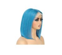 Perruques colorées sans colle Wear and Go de 14 pouces for femmes, perruque Bob Lace Front Wig de cheveux humains 13x4, densité 200(Sky Blue)