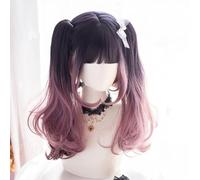 Perruques Cosplay De Queue De Cheval Amovibles Dégradées Noires Pour Femmes Longues Queues De Porc Ondulées Et Bouclées Avec Pince À Cheveux Perruque Courte Lolita Bob Avec Frange