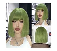 Perruques Cosplay Lolita Party Résistant À La Chaleur Quotidien Cheveux Naturels Vert Court Bob Cheveux Synthétiques Perruque for Femme Avec Une Frange Blonde Ombre Rose Perruque dames