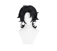Perruques Cosplay Noires Courtes Pour Hommes Perruque Queue De Cheval Courte Avec Frange Perruque Synthétique Résistante À La Chaleur Pour La Fête D'halloween