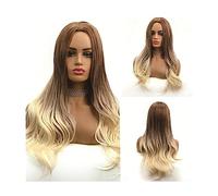 Perruques, cosplay, perruques en fibre résistante à la chaleur, perruques synthétiques longues brunes ombrées pour femmes, cheveux naturels, perruques ondulées, partie moyenne, perruque féminine (C
