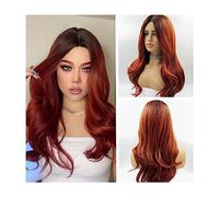 Perruques, cosplay, perruques en fibre résistante à la chaleur, perruques synthétiques longues brunes ombrées pour femmes, cheveux naturels, perruques ondulées, partie moyenne, perruque féminine (C
