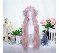 Perruques Cosplay Pour Femmes Longue Perruque Bouclée Ondulée Lolita Cheveux Synthétiques Résistants À La Chaleur Pour La Fête De Noël D'halloween (Pink)