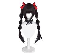 Perruques Cosplay Pour Femmes Queue De Cheval Amovible Avec Pince À Cheveux Perruque Bob Courte + Longues Queues De Cheval Droites Perruque Lolita Anime Halloween (Black)