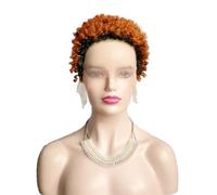 Perruques courtes afro bouclées pour femmes noires, perruques courtes bouclées Pixie Cut, cheveux vierges bouclés cheveux humains couleur Ombre,Ombre 350