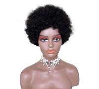 Perruques courtes afro frisées et bouclées for femmes, perruques de remplacement capillaire sans colle d'aspect naturel, couleur noire(8inch)