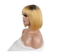 Perruques courtes Bob avec frange cheveux humains sans colle Wear and Go No Lace Wig