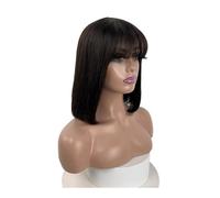 Perruques courtes Bob avec frange cheveux humains sans colle Wear and Go No Lace Wig