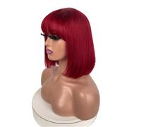 Perruques courtes Bob avec frange cheveux humains sans colle Wear and Go perruque for femmes sans dentelle(#99j,8inch 150Density)