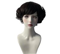 Perruques courtes bouclées à bonnet plein - Fibre résistante à la chaleur - Facile à porter - Accessoire de coiffure pour plusieurs modes - Accessoire de coiffure pour fête de mariage - Boucles