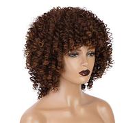 Perruques Courtes Bouclées Afro Crépus Bouclés Perruques Africaines Bizarres Femmes Noires Perruques Courtes Ondulées Cheveux Courts Perruques Synthétiques Perruques Bouclées Cheveux Noirs Naturels P