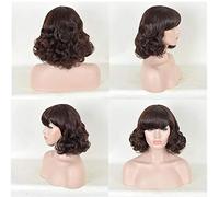 Perruques courtes bouclées Bob femmes marron perruques de cheveux naturels femme synthétique fibre résistante à la chaleur Cosplay perruque brun foncé